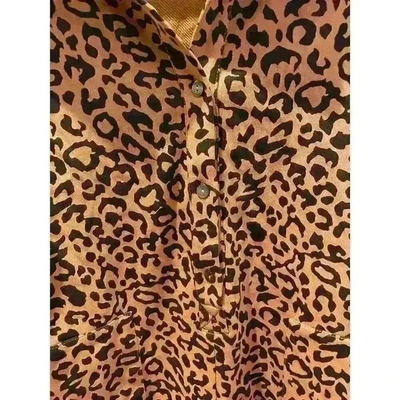 NWOT Entro Leopard Animal Print Long Sleeve Shorts Romper, sz S - Picture 10 of 12